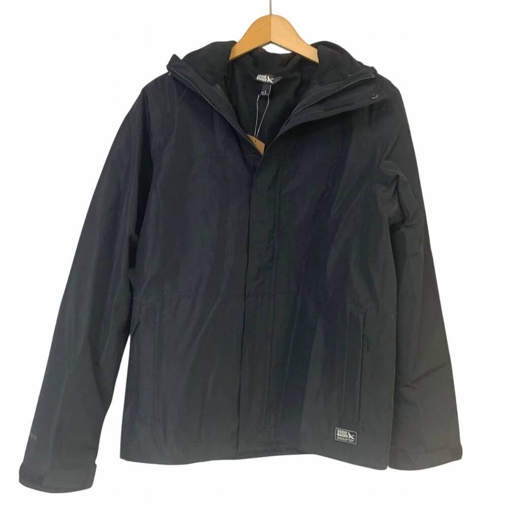 NEW EDDIE BAUER men's high pass fleece lined 3-in-1 hoodie jacket in black